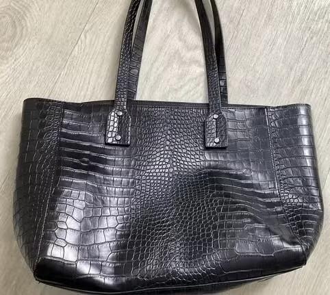 Zwarte Croco Shopper Tas, Sieraden, Tassen en Uiterlijk, Tassen | Damestassen, Ophalen of Verzenden, Zo goed als nieuw, Zwart
