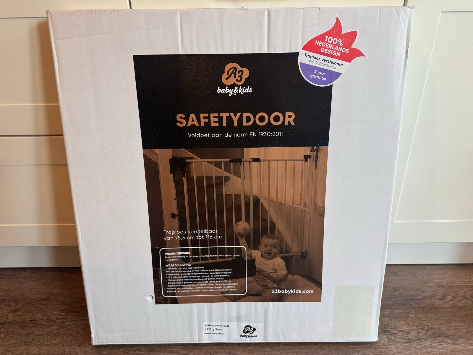 A3 Baby & Kids Safetydoor Traprekje - Traploos Verstelbaar, Ophalen, Nieuw
