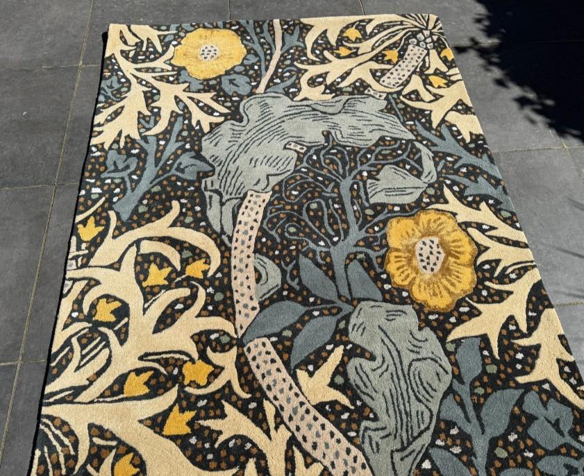 Morris & Co (Brink en Campman) Seaweed Teal vloerkleed, 100 tot 150 cm, Groen, Ophalen of Verzenden, Zo goed als nieuw