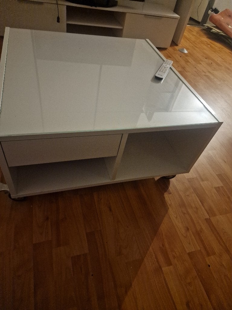 Witte salontafel, Huis en Inrichting, Ophalen, Gebruikt, 100 tot 150 cm, 50 tot 100 cm