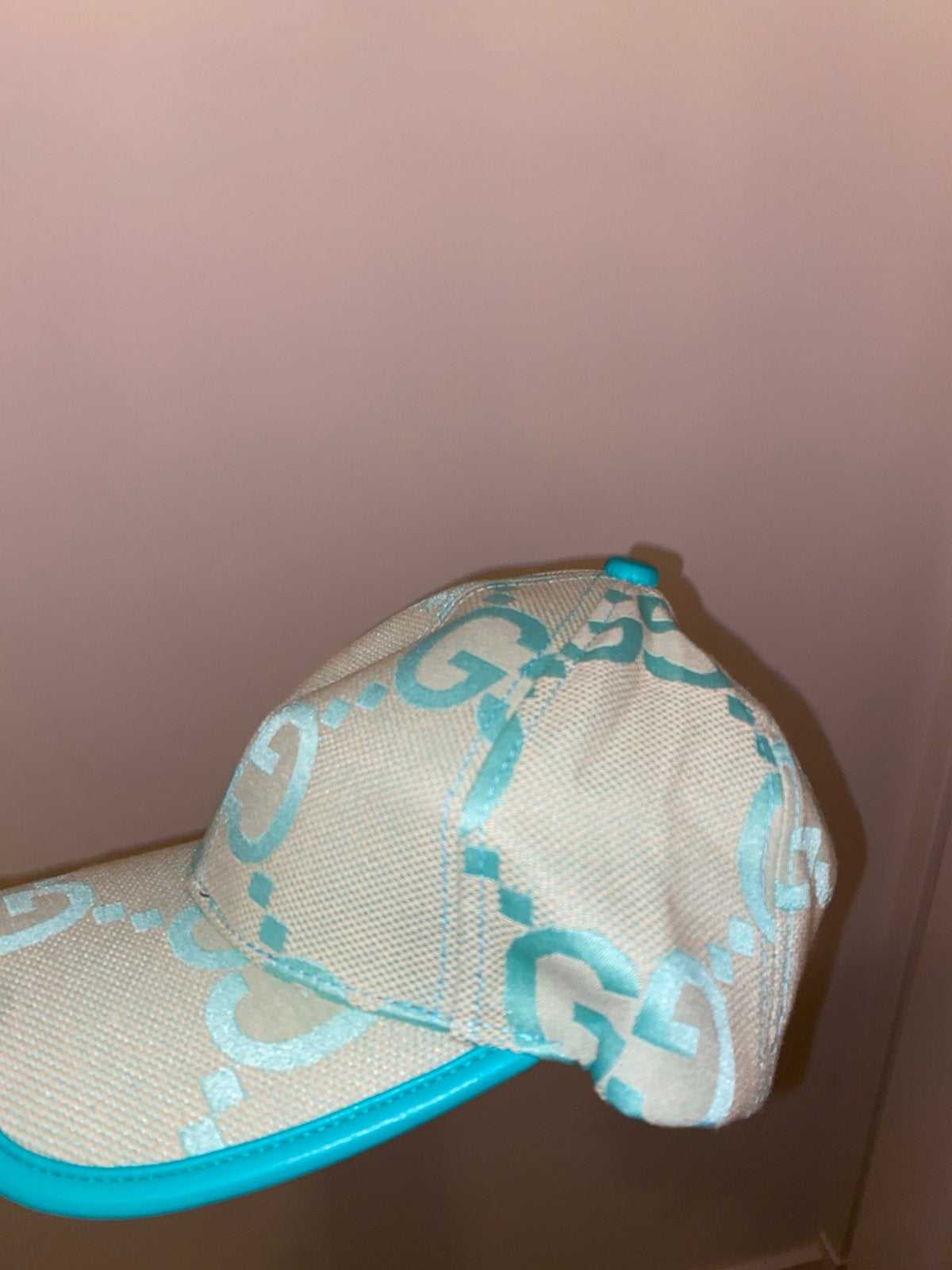 Gucci Pet met GG-patroon en turquoise accenten, Ophalen of Verzenden, Zo goed als nieuw, One size fits all, Pet