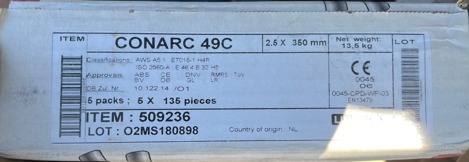 Las electrode, conarc 49c 2.5 mm, Lassen