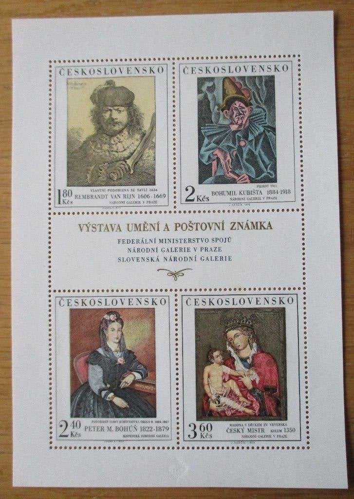 Tsjechoslowakije, velletje Kunstwerken, o.a. Rembrandt, 1973, Ophalen of Verzenden, Overige landen, Postfris