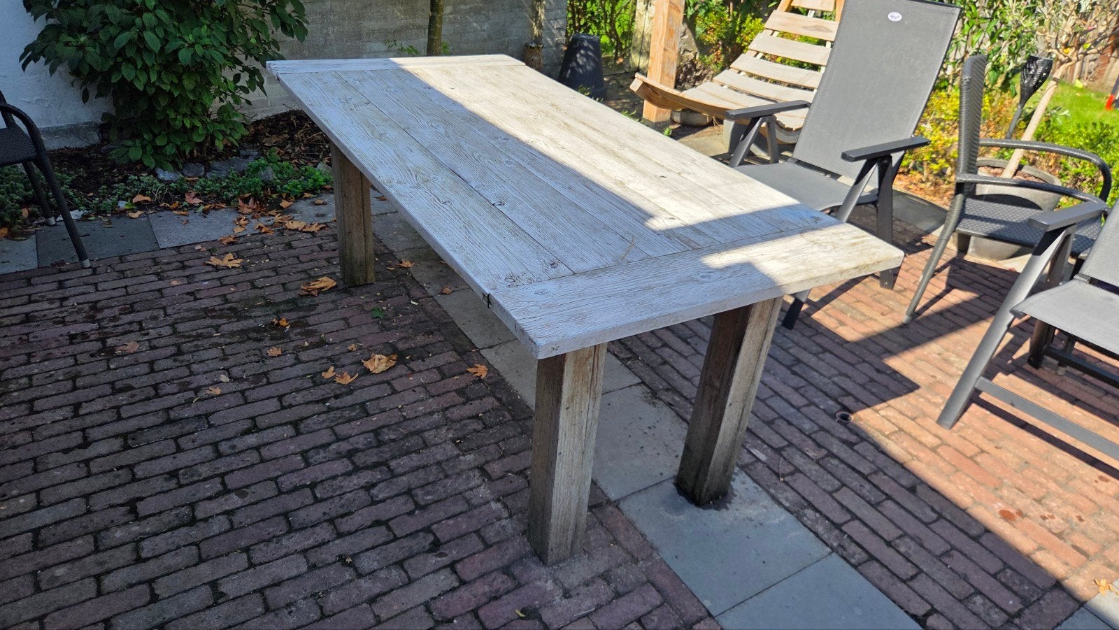Steigerhouten tuintafel 190x90 cm, Tuin en Terras, Ophalen, Gebruikt, Rechthoekig, Hout