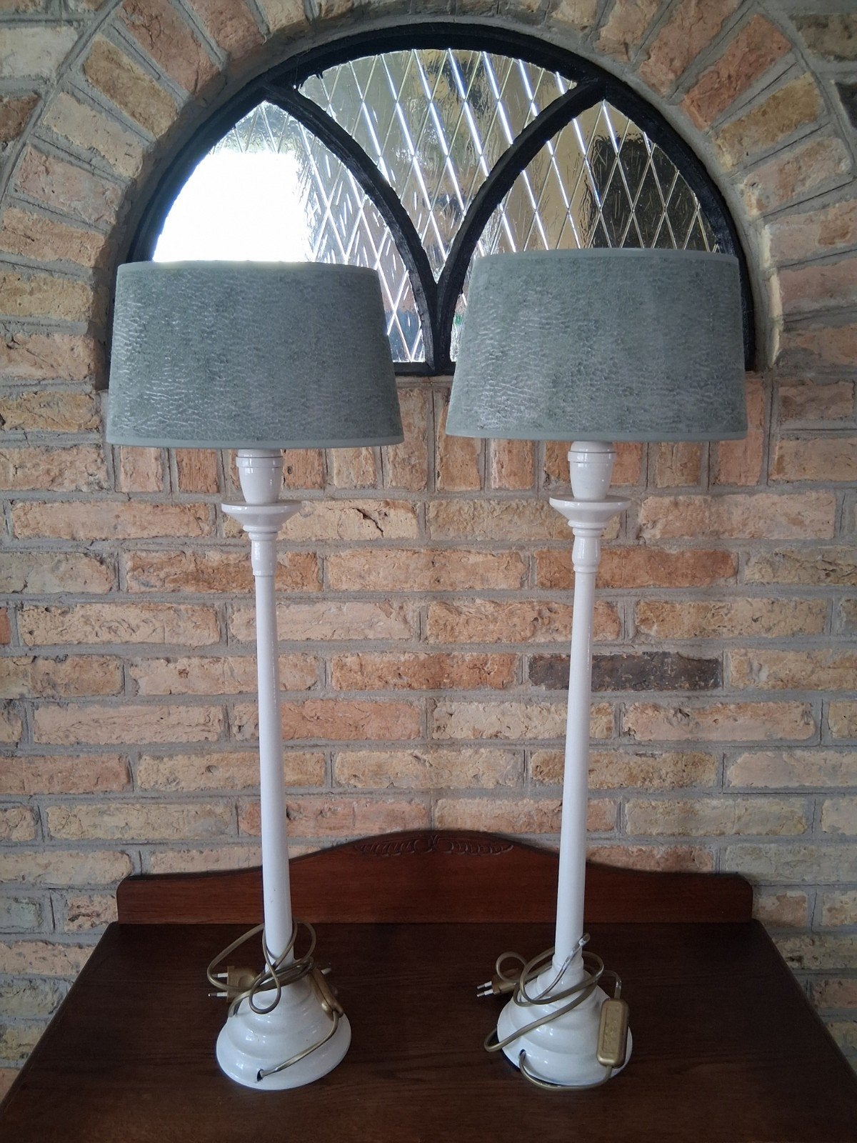 Brocante tafellampen. 2 stuks, Groen, Ophalen