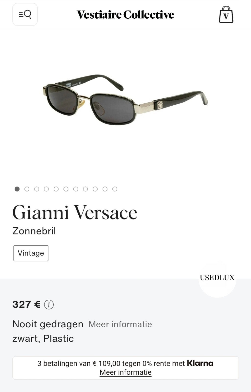 Vintage Gianni Versace Zonnebril MOD X29 COL A34, Zonnebril, Zwart, Gianni Versace, Ophalen of Verzenden
