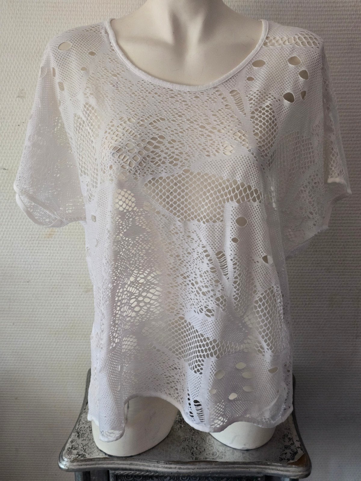 Pescara Wit Gehaakt T-shirt maat L, Kleding | Dames, Wit, Maat 42/44 (L), Pescara, Ophalen of Verzenden