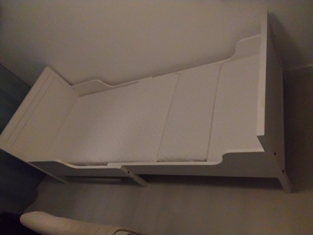 Sundvink meegroei kinder bed wit met luroy lattenbodem, Gebruikt, 70 tot 85 cm, 180 cm of meer, Ophalen