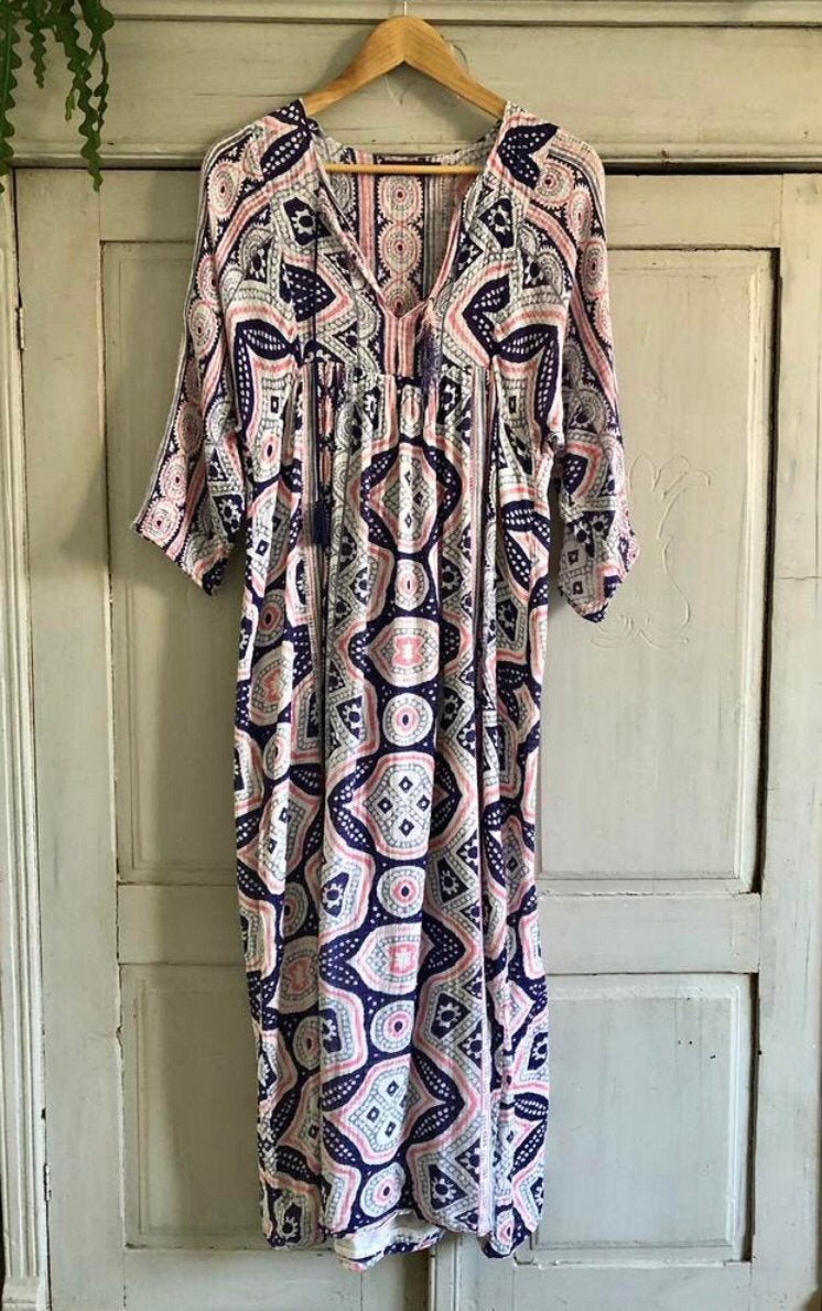 Prachtige Antik Batik Boho maxi-jurk Mt S - 38, Maat 36 (S), Gedragen, Onder de knie, Verzenden