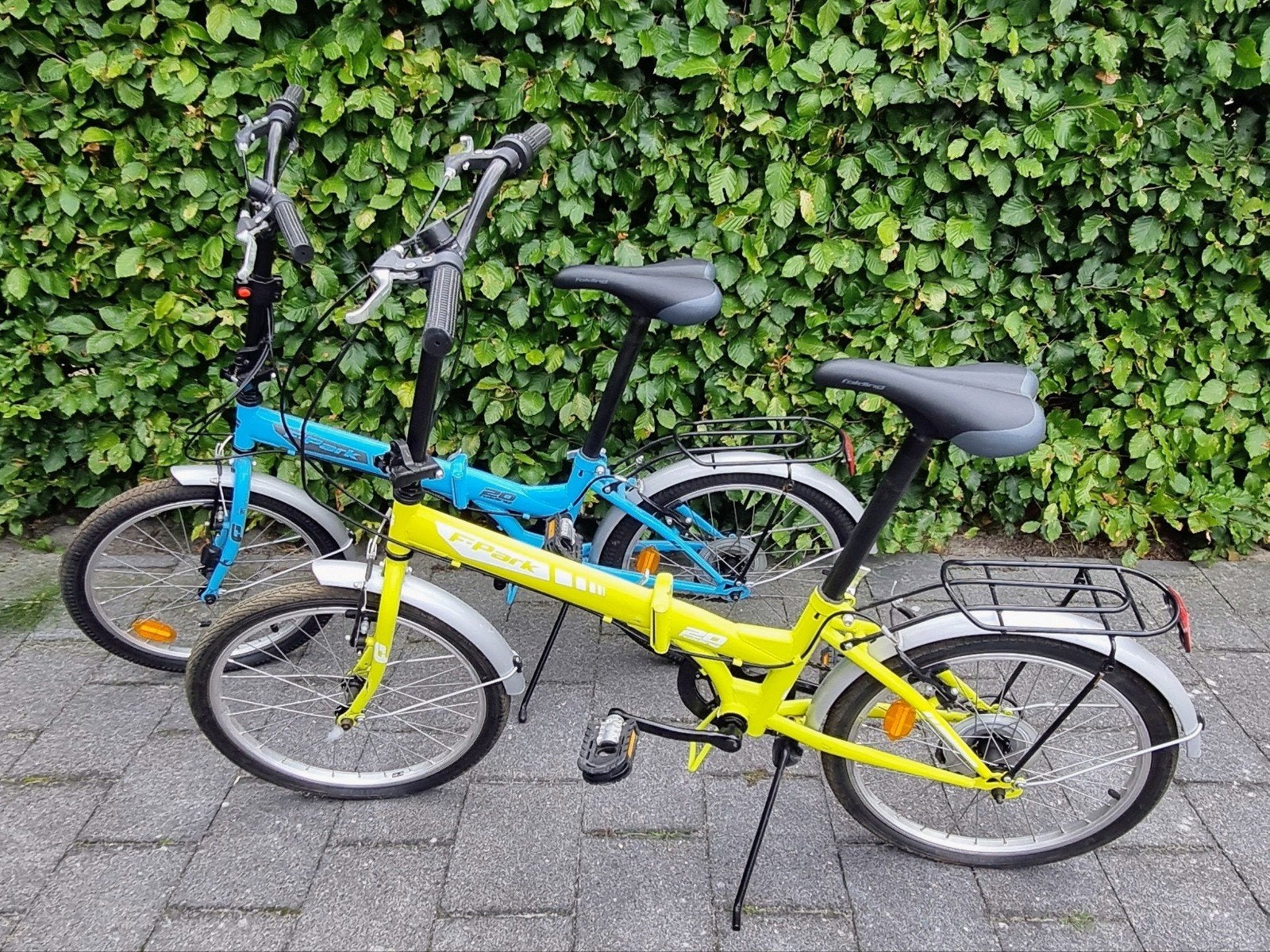 2 vouwfietsen - F-Park - Geel en Blauw, Overige merken, 20 inch of meer, Gebruikt, Velgrem