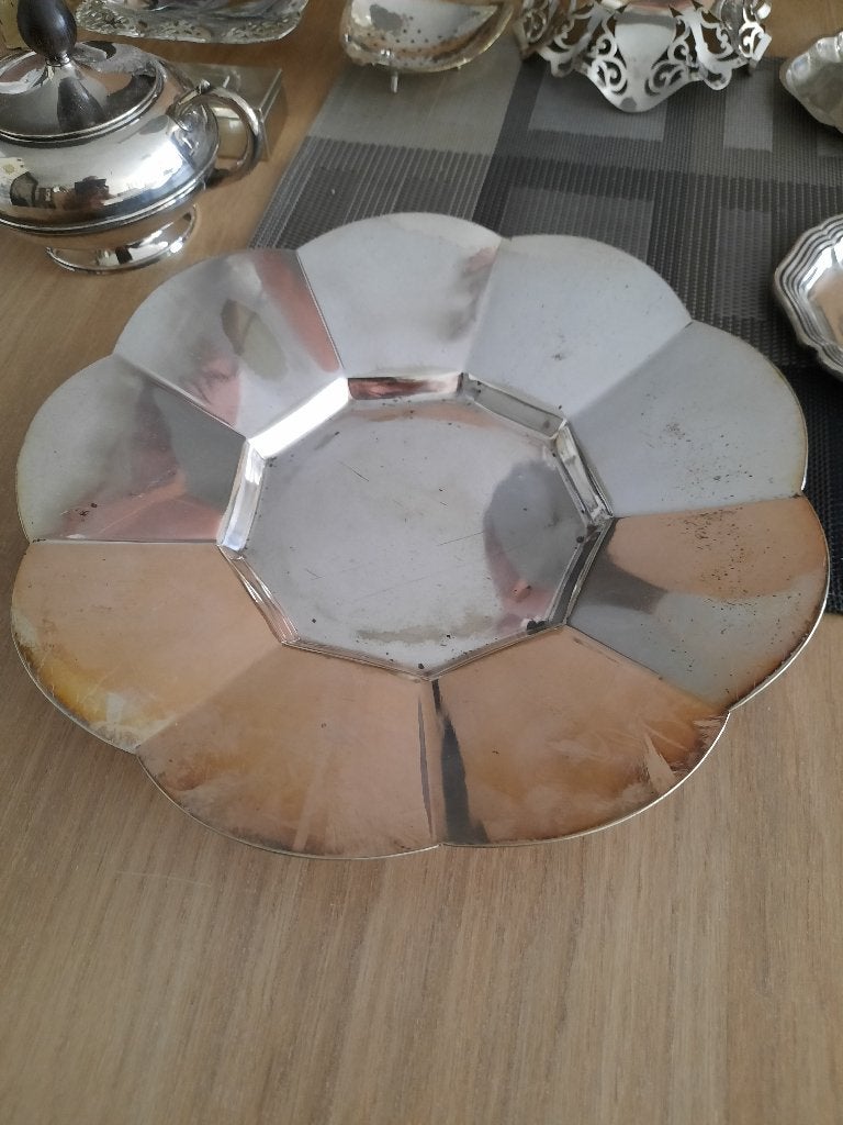 Verzilverde serveerschaal, Antiek en Kunst, Ophalen of Verzenden