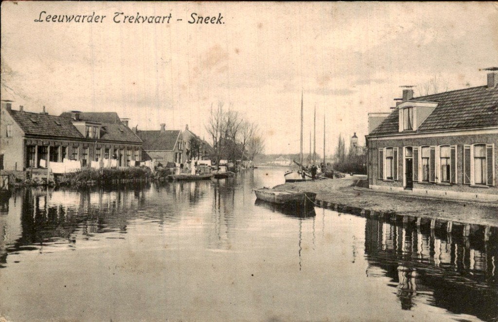 Sneek - Leeuwarder Trekvaart - Zicht, Ophalen of Verzenden, Voor 1920, Gelopen, Friesland