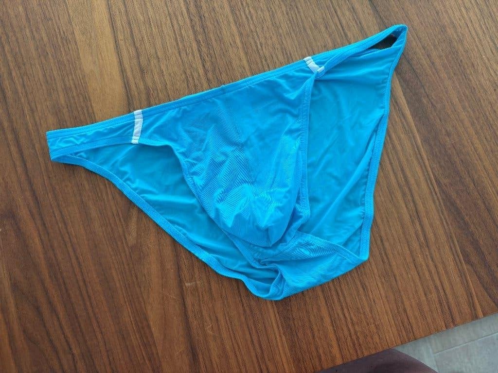 nylon slip, minislip, lichtblauw, maat L, ongevoerd, Ophalen of Verzenden, Blauw, Slip