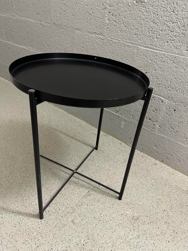 2x GLADOM IKEA bijzettafel zwart, Minder dan 55 cm, Gebruikt, Metaal of Aluminium, Rond