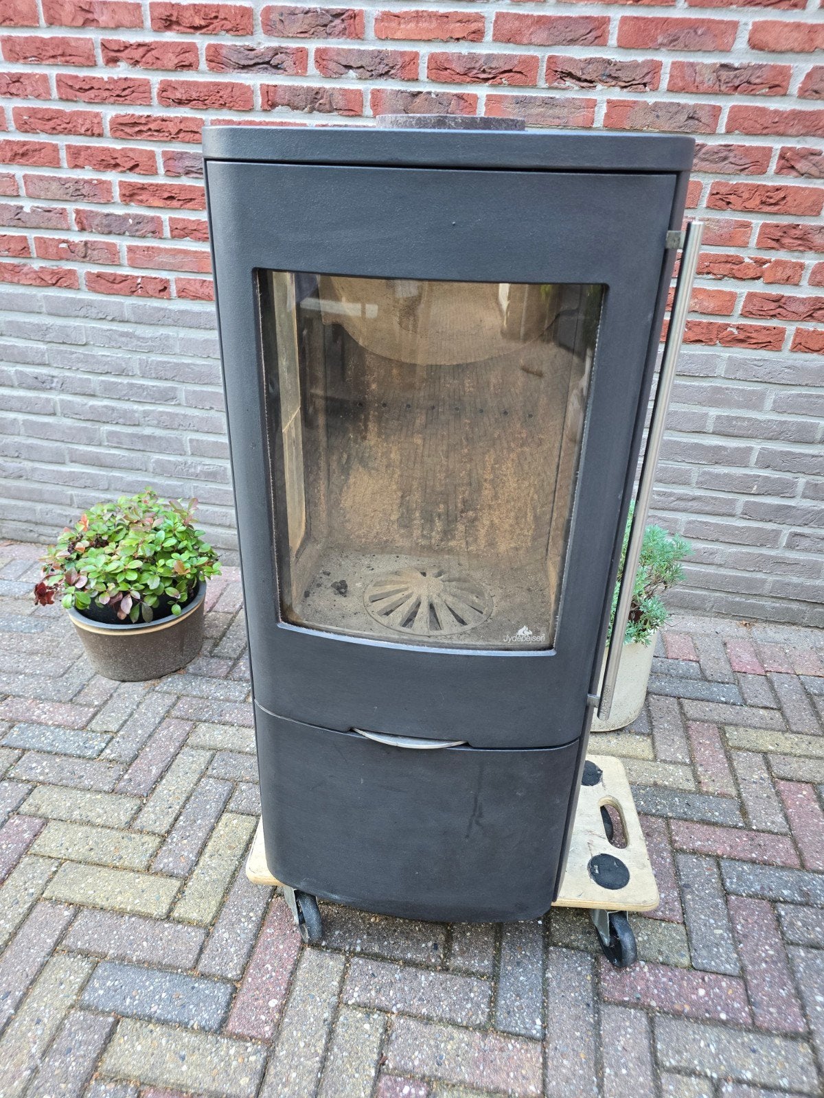 Houtkachel Jydepejsen Senza met zijruiten, Ophalen, Gebruikt, Vrijstaande haard, Houthaard