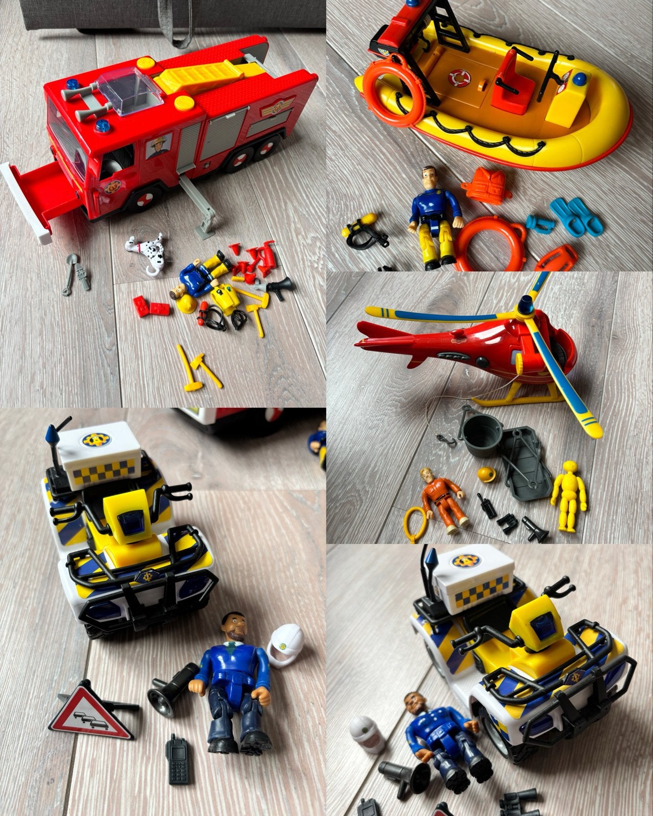 Brandweerman Sam - brandweerwagen, helikopter, boot, quad2x, Ophalen, Gebruikt, Jongen of Meisje