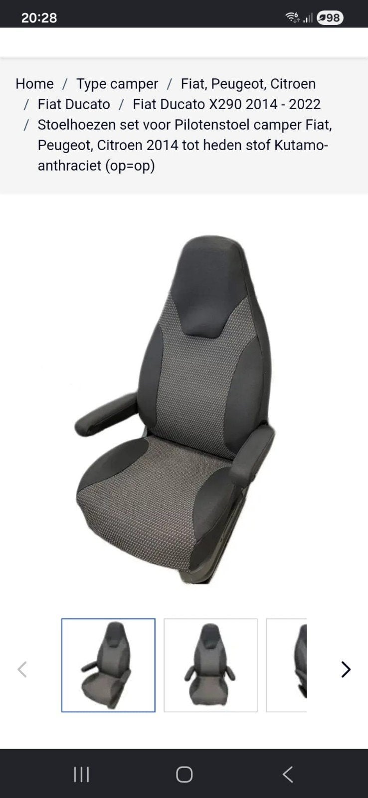 Stoelhoezen set voor Pilotenstoel camper Fiat Ducato, Ophalen, Nieuw