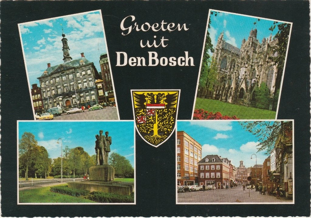 DEN BOSCH Stadhuis Monument Kerk Centrum Groeten, Verzamelen, Verzenden, 1960 tot 1980, Gelopen, Noord-Brabant