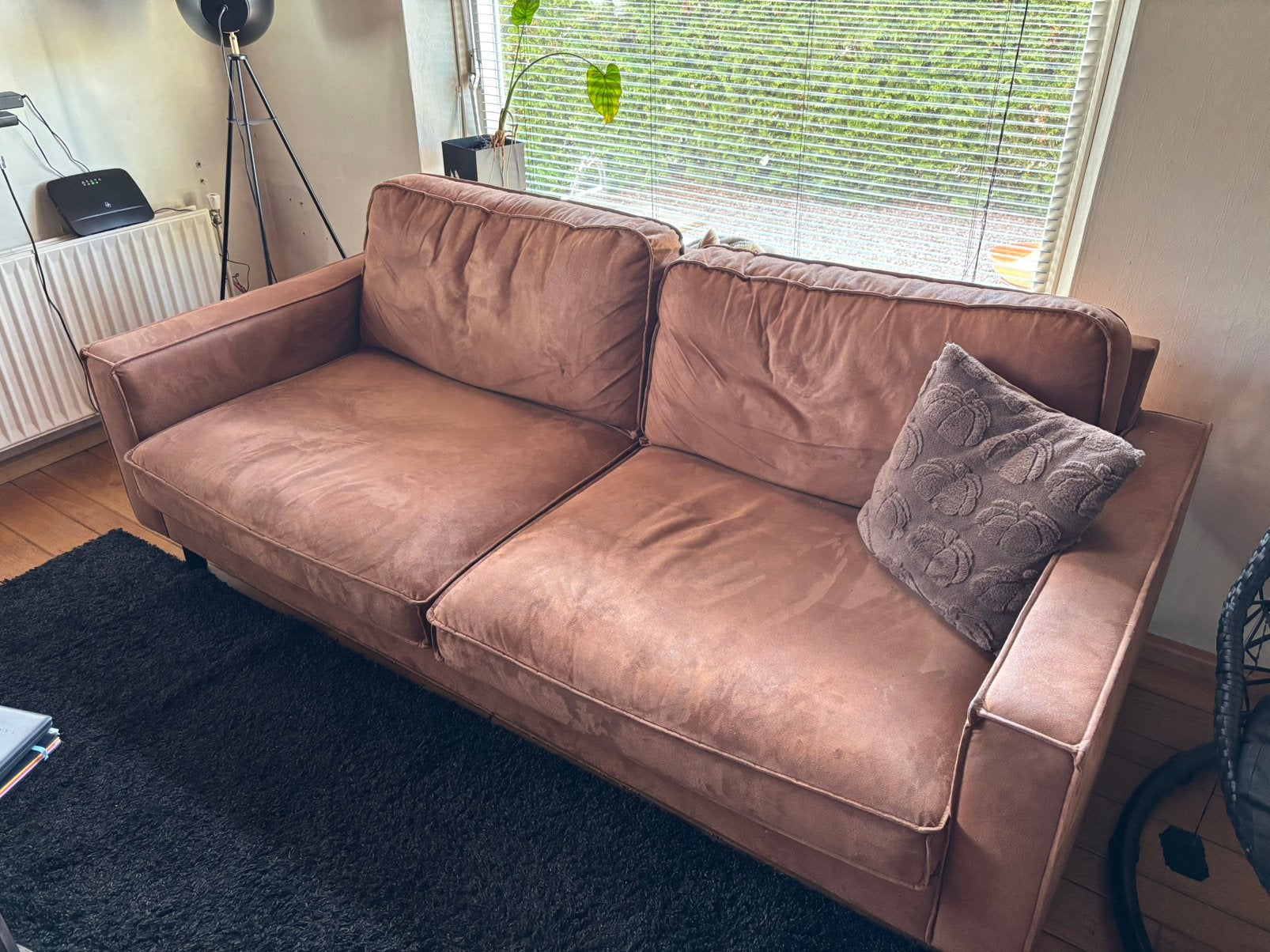 3 zits bank cognac kleur - gratis, Huis en Inrichting, Ophalen, Gebruikt
