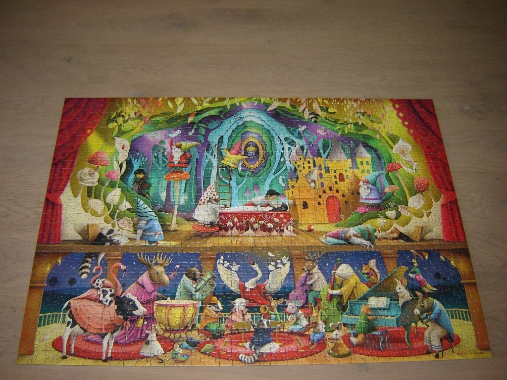 Puzzel Ravensburger SNOW WHITE AND THE 7 GNOMES 1000 st., Ophalen of Verzenden, 500 t/m 1500 stukjes, Zo goed als nieuw, Legpuzzel