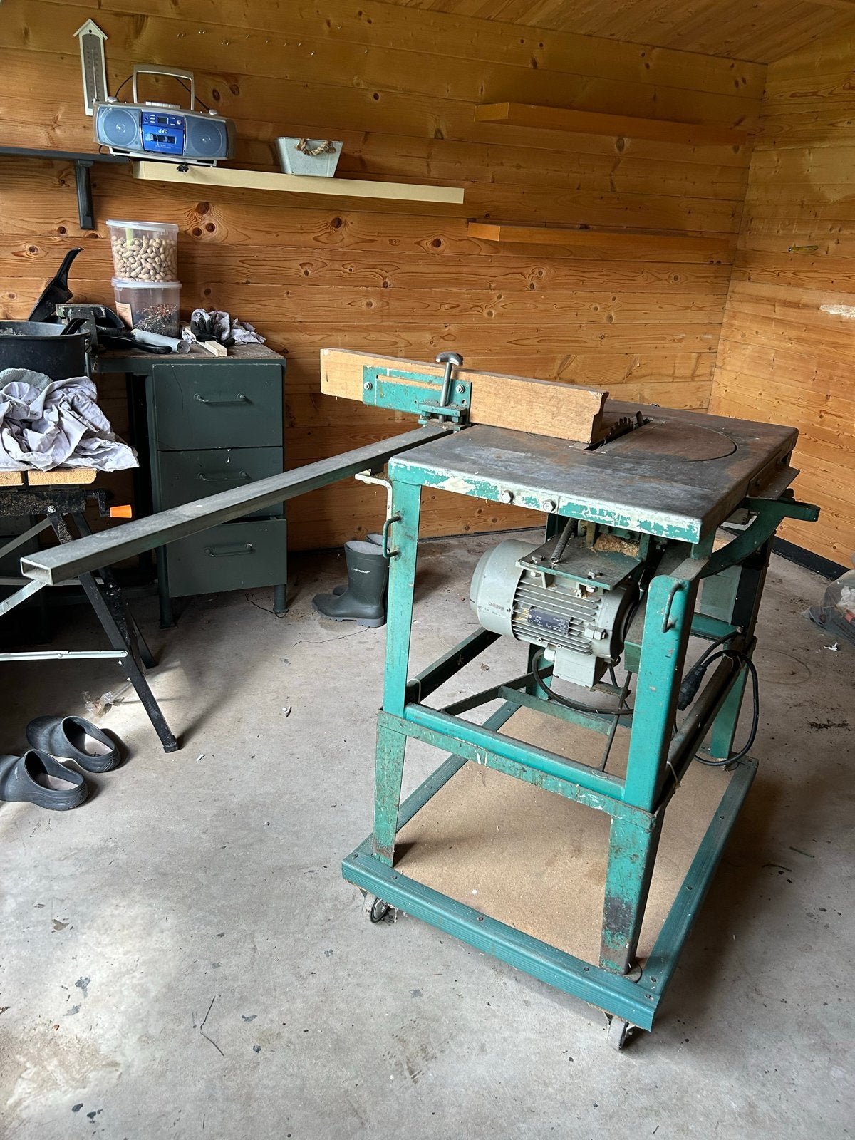 Robuuste cirkelzaag op onderstel - Rotor motor, Ophalen, Gebruikt, Cirkelzaag, 70 mm of meer