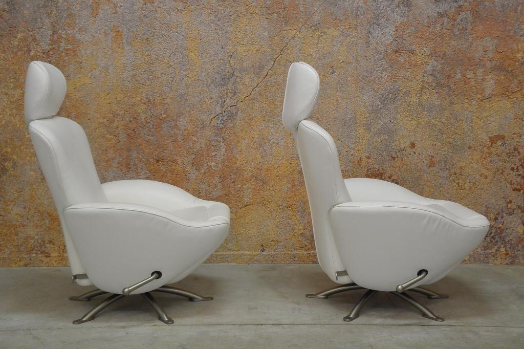 IZG Staat witte leren Cassina Dodo design relaxfauteuil, Cassina, Cassina, 75 tot 100 cm, Ophalen of Verzenden