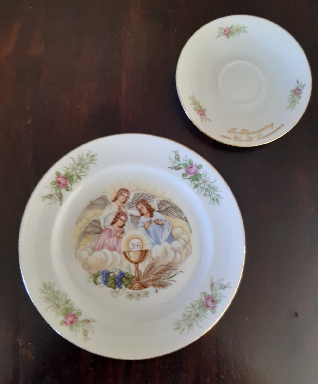 vintage bordjes 1e communie, Ophalen of Verzenden