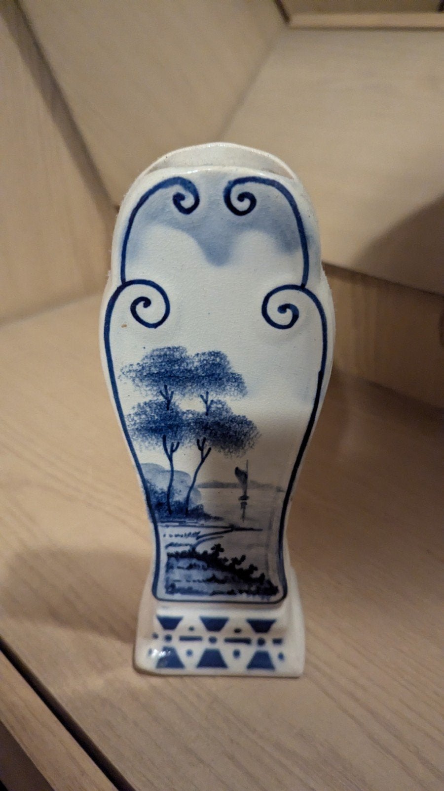 Antieke Delfts Blauwe Vaas - Handgeschilderd Landschap, Ophalen of Verzenden