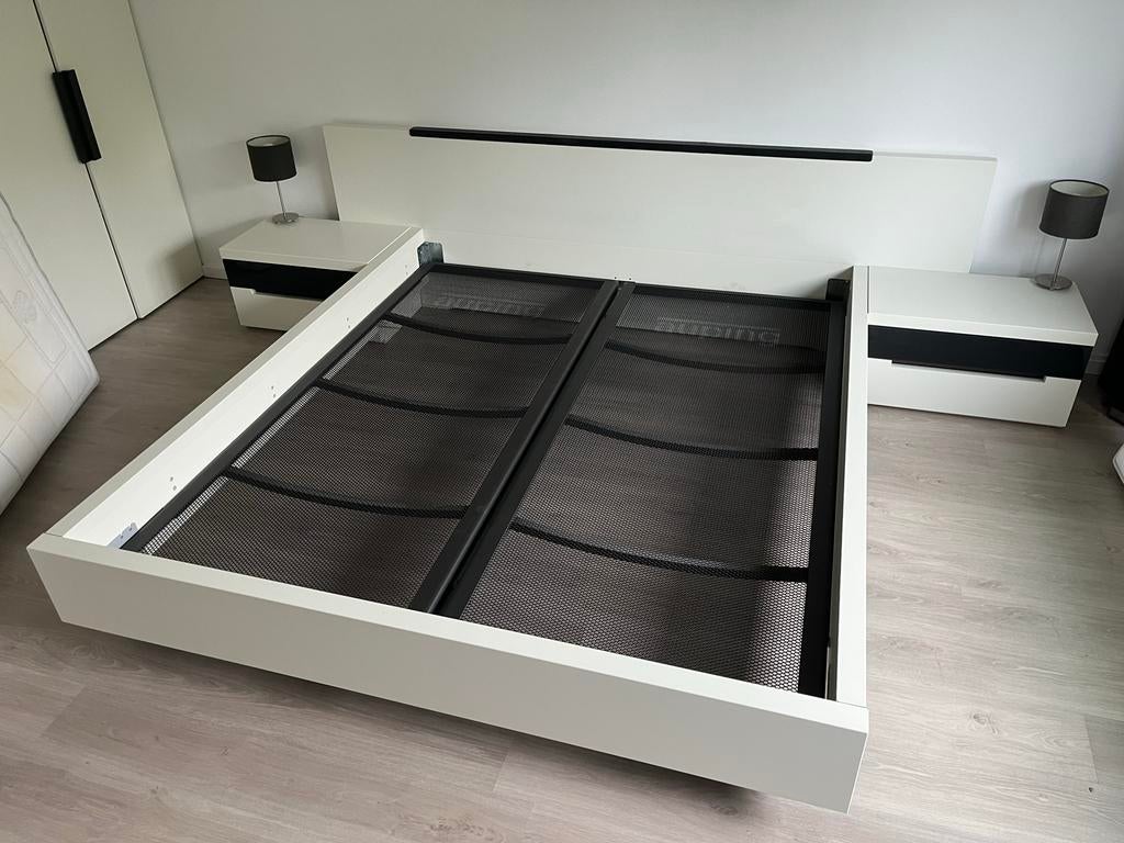 Hülsta bed met Auping spiraalbodems en nachtkastjes, Huis en Inrichting, Slaapkamer | Bedden, Ophalen, Gebruikt, Tweepersoons