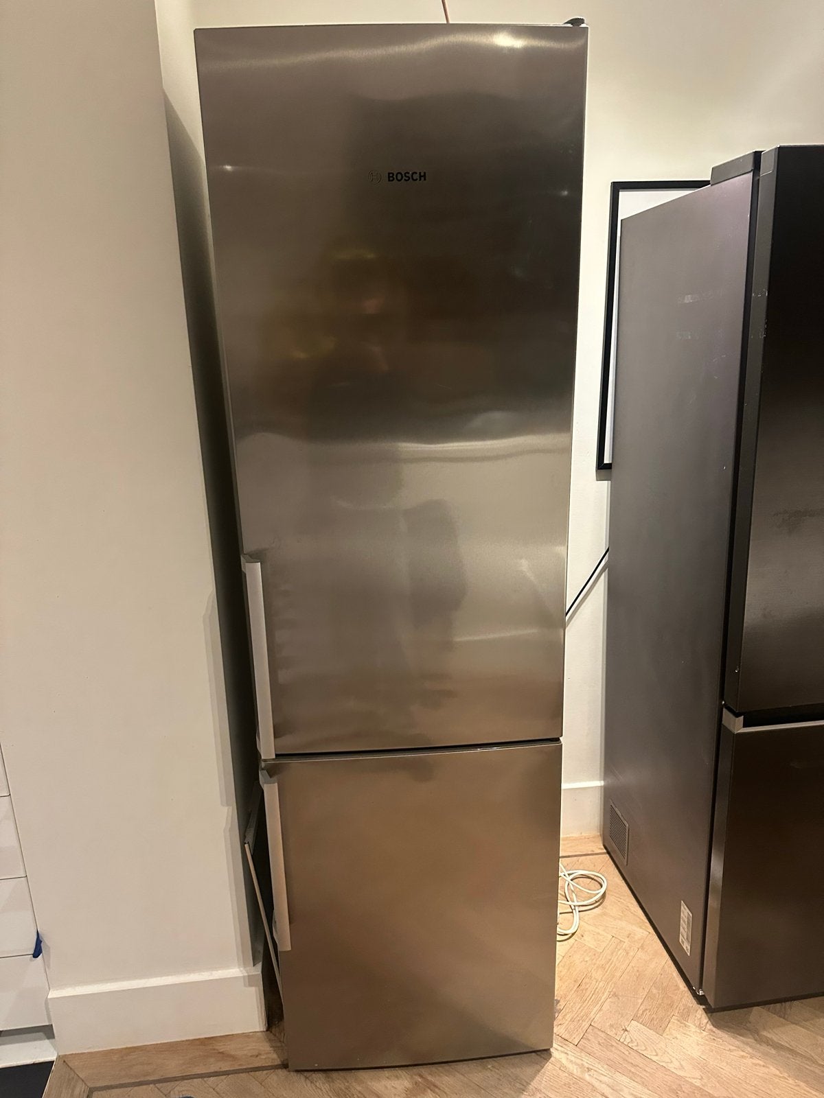 Bosch Koel-vriescombinatie - RVS - Goede staat, Ophalen, 200 liter of meer, 60 cm of meer, Met aparte vriezer