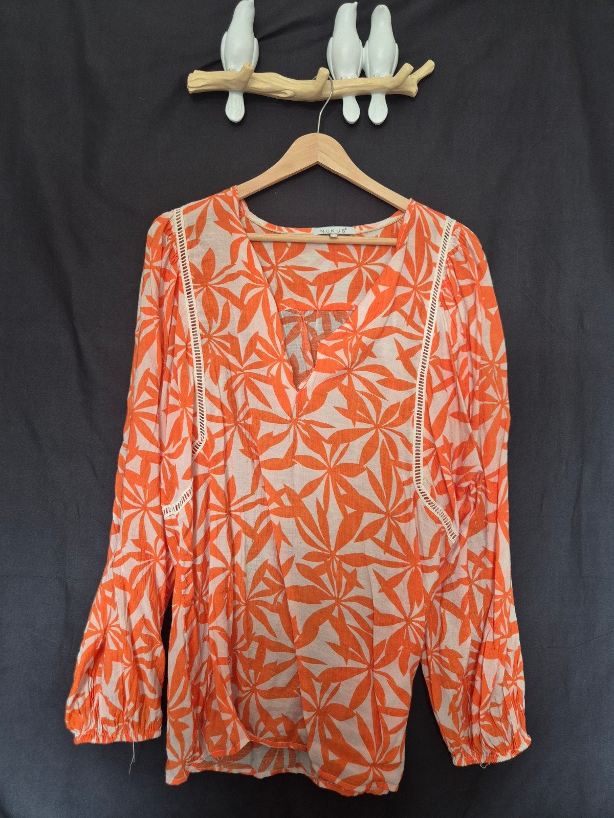 nukus blouse xxl oranje wit, Maat 46/48 (XL) of groter, Oranje, Ophalen of Verzenden, Zo goed als nieuw