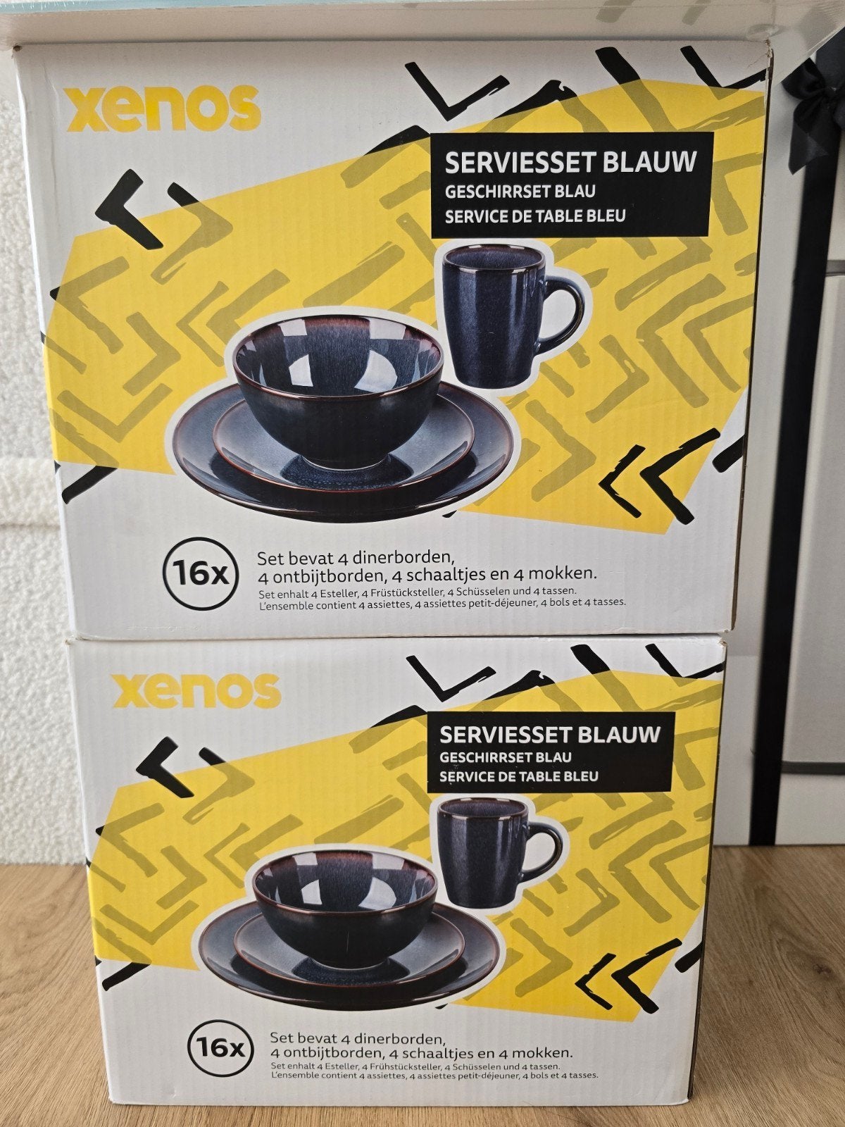 Xenos Servies Blauw/Groen - 2x 16-delig servies, Ophalen, Overige merken, Keramiek, Nieuw