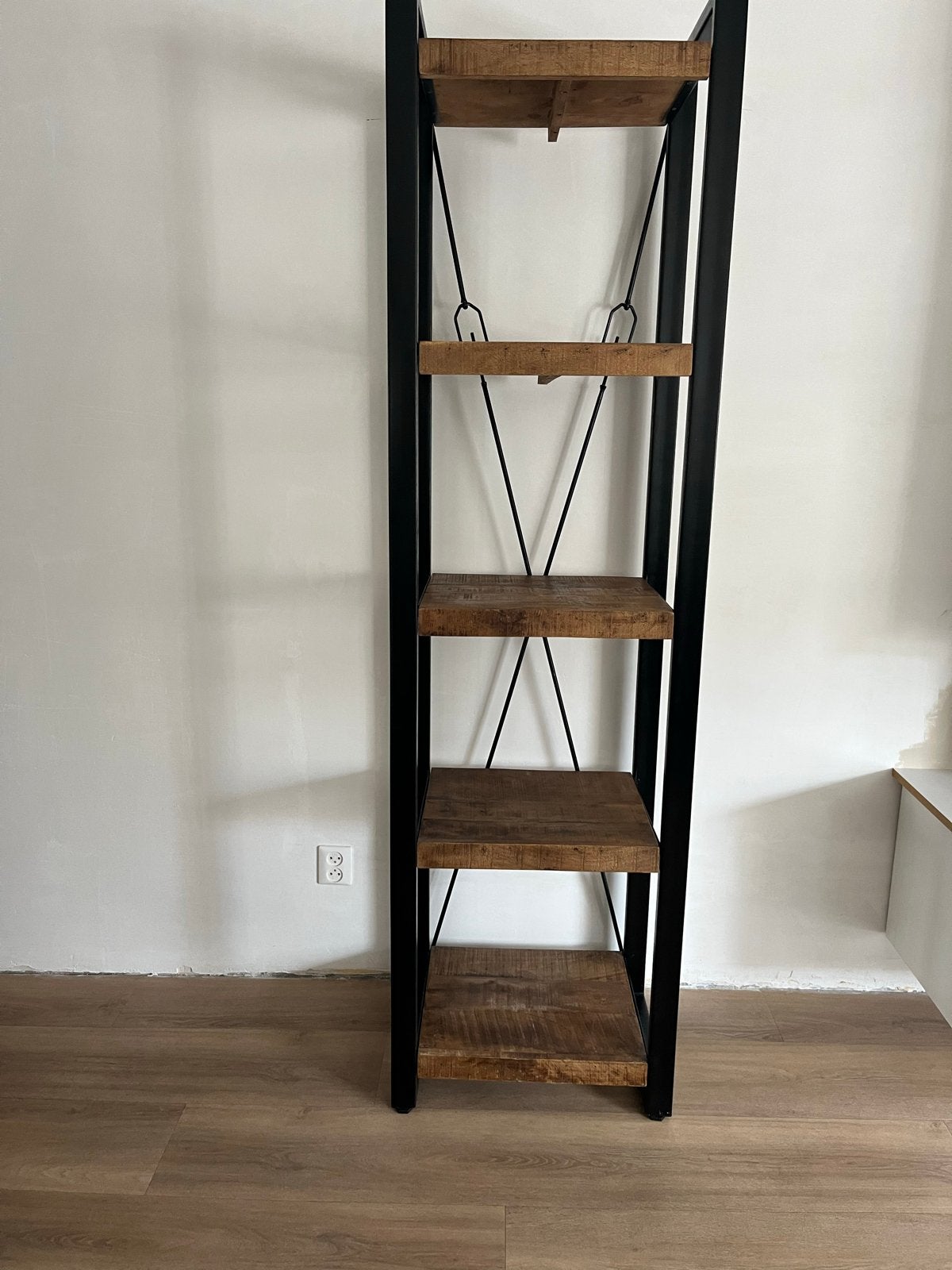 Industriële kast met mango houten Planken en Metalen Frame, Ophalen, Met plank(en), Minder dan 50 cm, Gebruikt