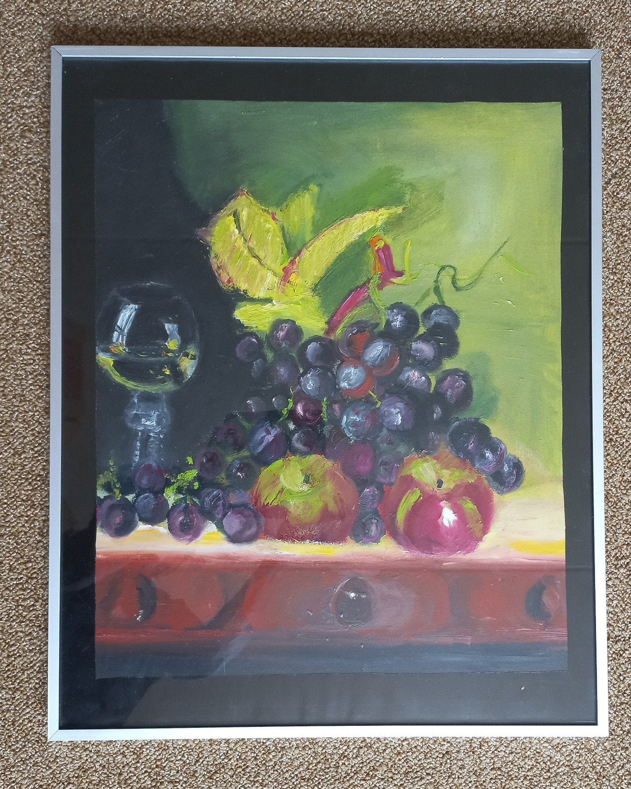 Stilleven met fruit en glas - Olieverfschilderij, Ophalen of Verzenden