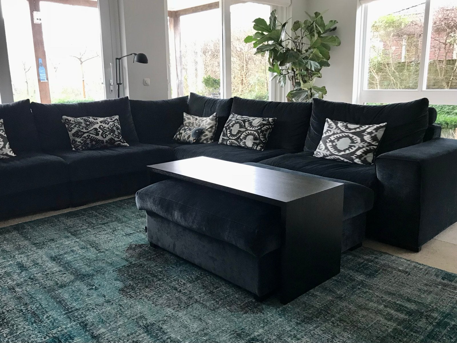 Moderne salontafel - Zwart eikenhout, Huis en Inrichting, Ophalen, Gebruikt, 100 tot 150 cm, Eikenhout