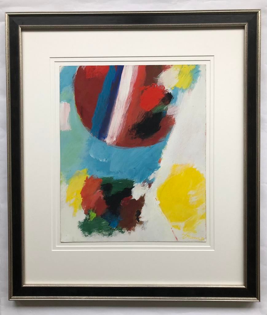 Eugene Brands, prachtige gouache; ‘Zon’ in fraaie lijst, Ophalen