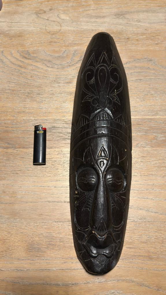 Handgesneden Afrikaans masker - Donker hout, Ophalen of Verzenden
