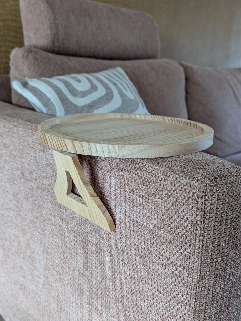 Mooi houten dienblad voor armleuning bank (diameter 25 cm), Huis en Inrichting, Woonaccessoires | Dienbladen, Ophalen of Verzenden
