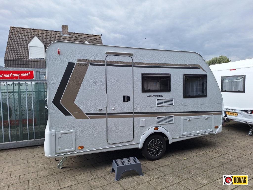 Weinsberg CaraOne 390 QD VOORTENT EN FIETSDRAGER, Overige merken, Dwarsbed, Bedrijf, Treinzit