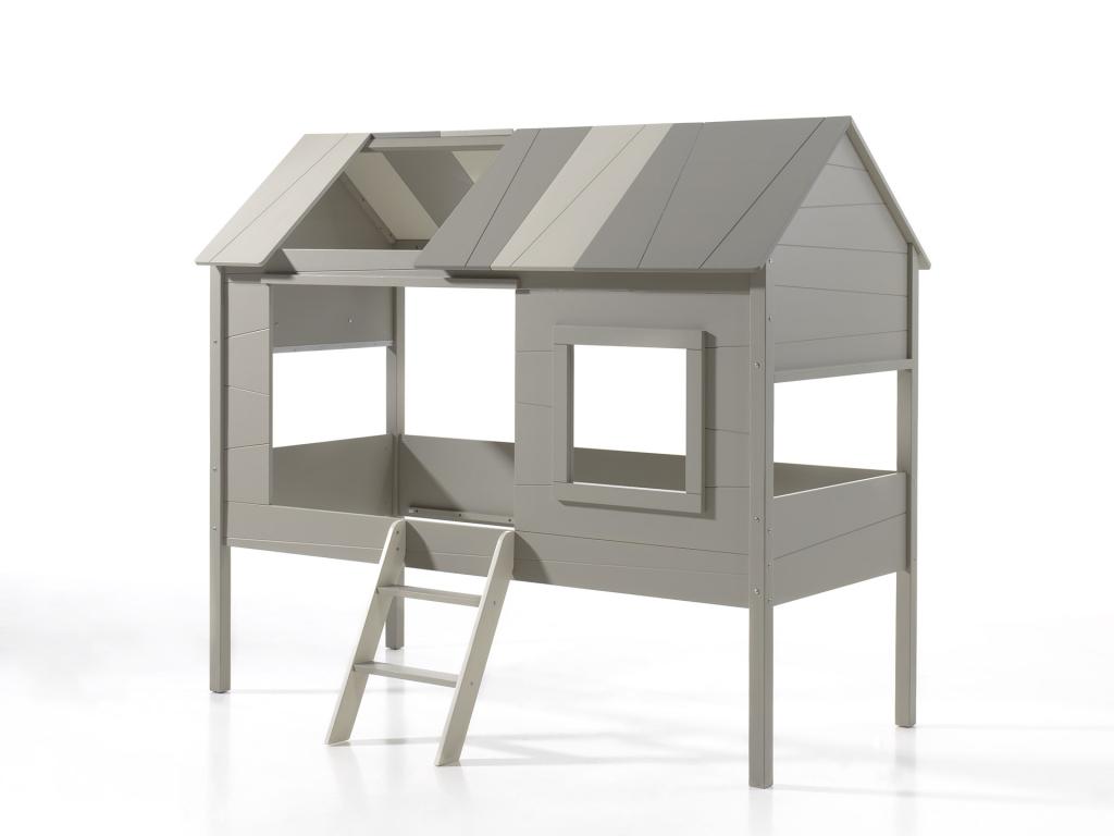 Charlotte boomhut/huisbed - 90x200 - Grijs/taupe, Niet ingevuld, Niet ingevuld, Nieuw, Ophalen of Verzenden