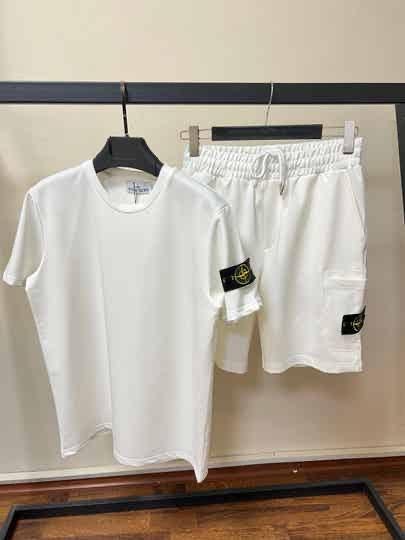 Stone Island T-shirt en korte broek set, Verzenden, Zo goed als nieuw, Overige maten, Wit