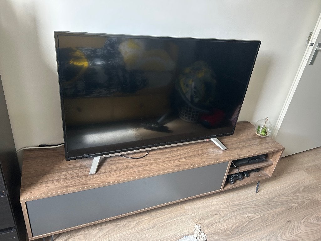 Modern TV-meubel met opbergruimte - 43,5x165x40 cm, Ophalen, Gebruikt, 150 tot 200 cm, Minder dan 100 cm