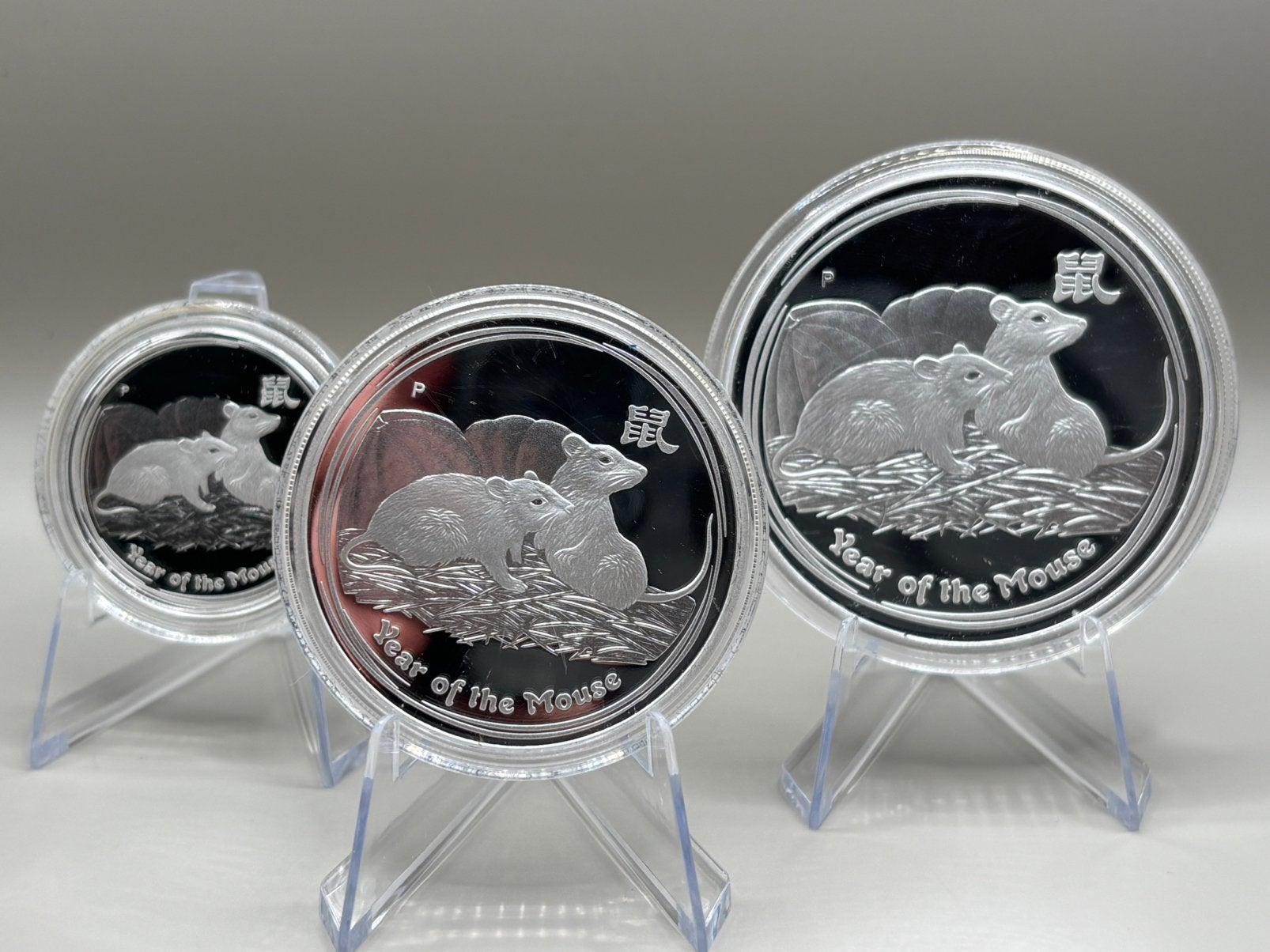Lunar 2 year of the mouse 2008 - 3 coin zilver proof set, Postzegels en Munten, Ophalen of Verzenden, Zilver