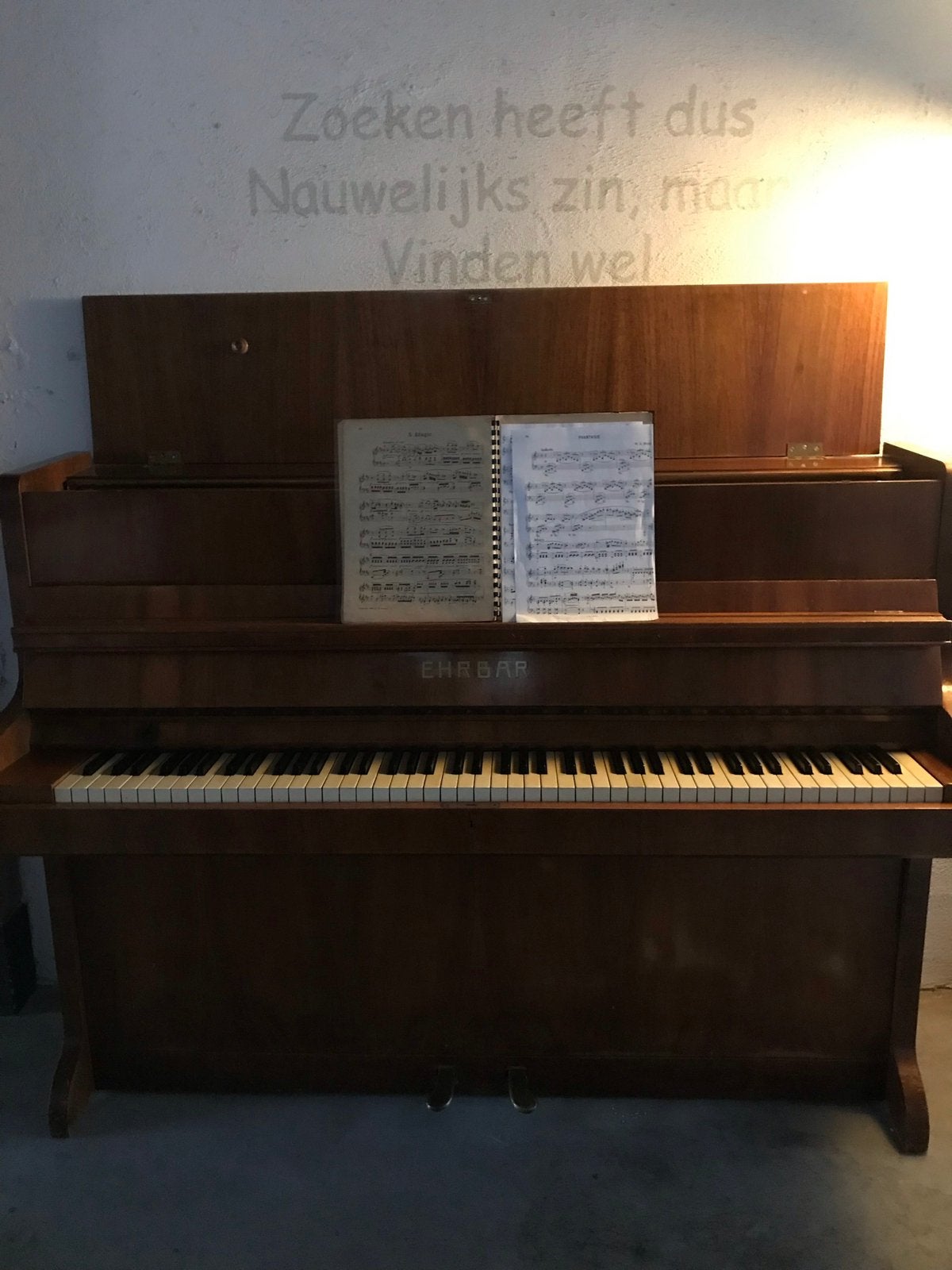 Ehrbar uit de jaren 50, met renners mechsniek, Ophalen, Gebruikt, Bruin, Piano