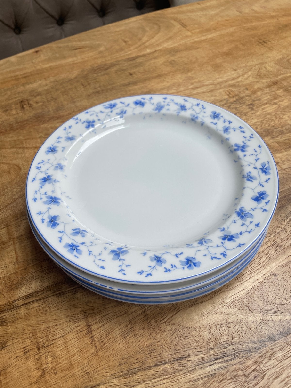 Arzberg 4 ontbijtbordjes met blauw bloemmotief, Ophalen