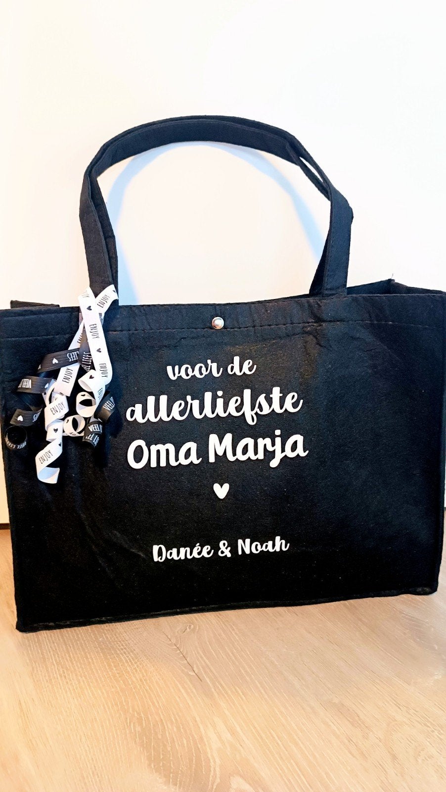 Vilten tas bedrukt, Ophalen, Nieuw, Zwart