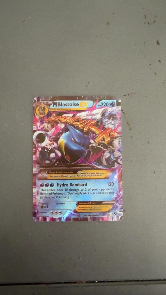 Pokémon kaart: M Blastoise EX, Ophalen of Verzenden, Zo goed als nieuw, Losse kaart, Foil