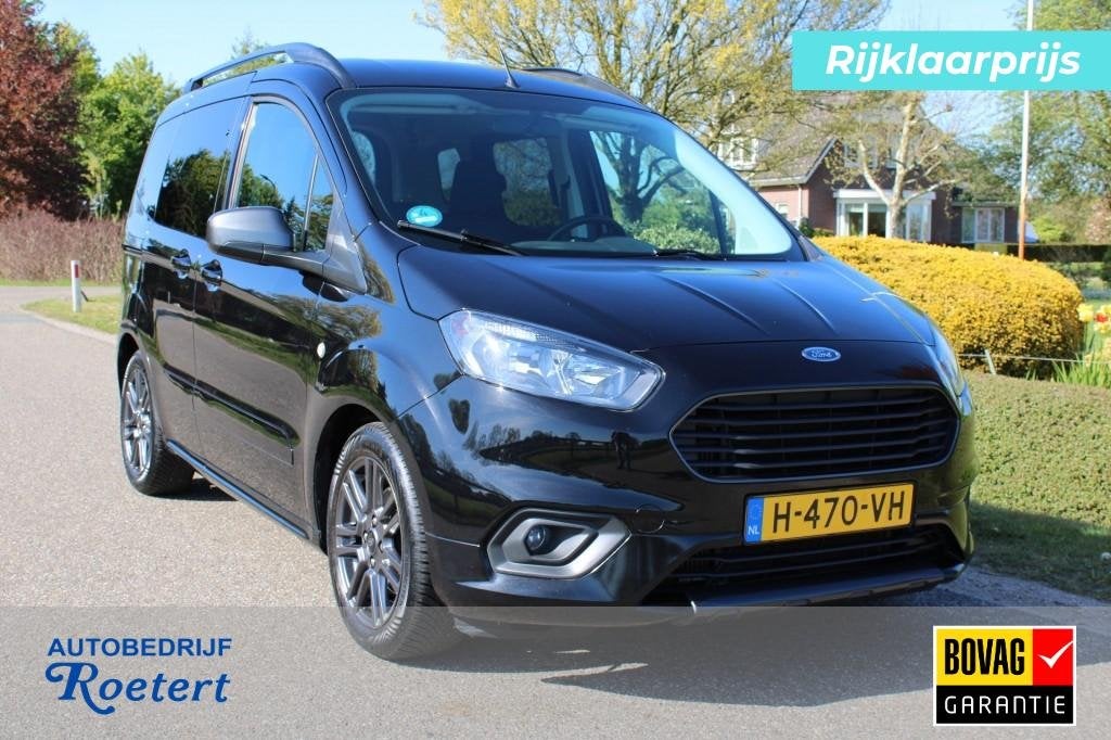 Ford TOURNEO COURIER 1.0 100pk Titanium MPV Airco/Half leer/, Auto's, Parkeersensor, 101 pk, Gebruikt, Euro 6