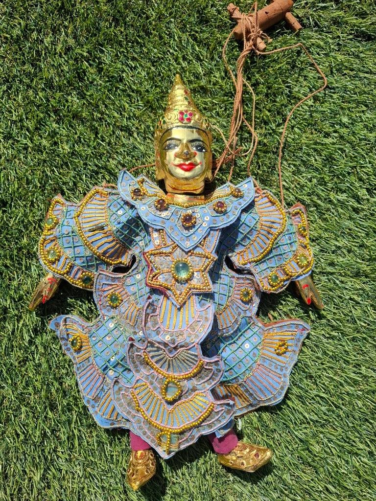 Goudvergulde handgemaakte Aziatische marionet, Ophalen of Verzenden