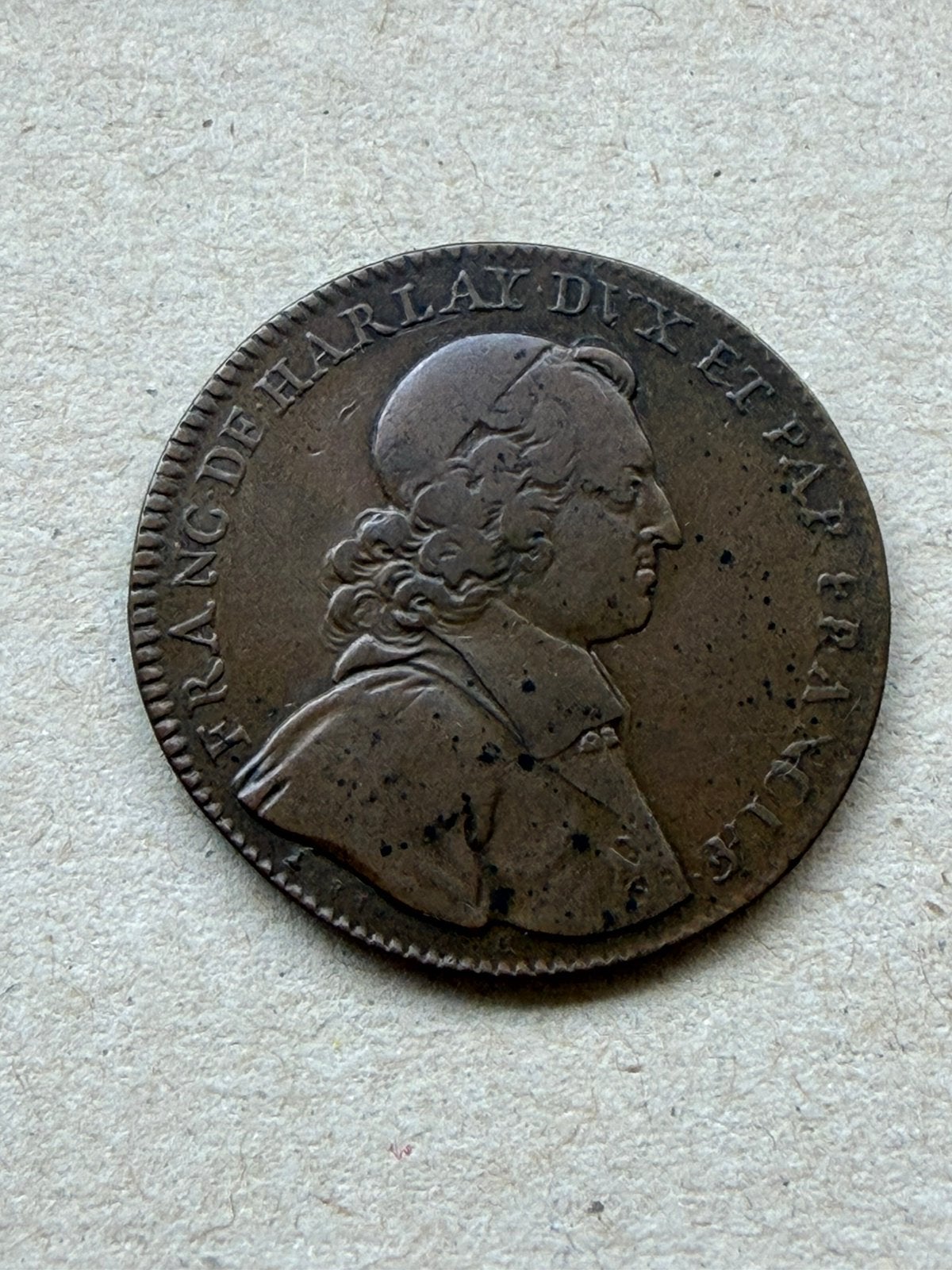 Frankrijk Parijs jeton 1685 Francois Harlay de Champvallon, Ophalen of Verzenden, Overige materialen